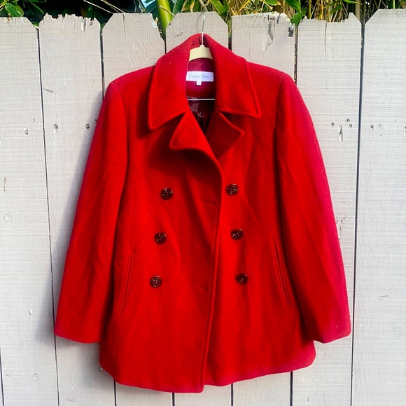 Calvin Klein Beautiful dark red, cherrie coat. - Picture 1 of 3